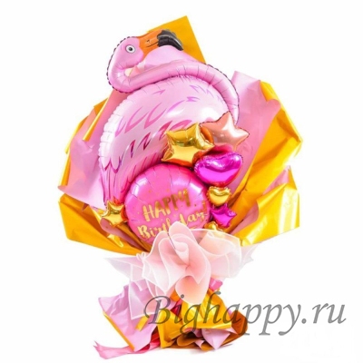 Букет из мини-шаров с розовым Фламинго фото