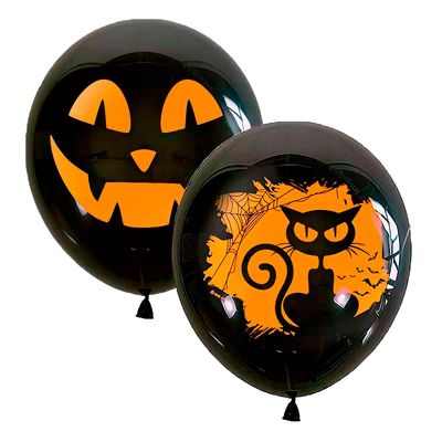 Чёрный латексный шар с гелием на Хэллоуин, 30 см