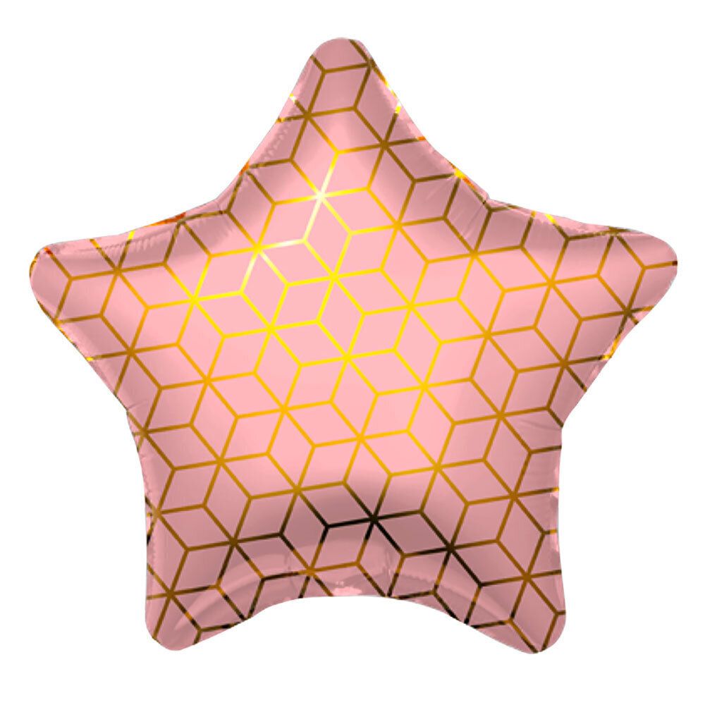 Фольгированный розовый шар-звезда "Геометрия"