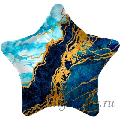 Фольгированный шарзвезда с гелием Синий мрамор