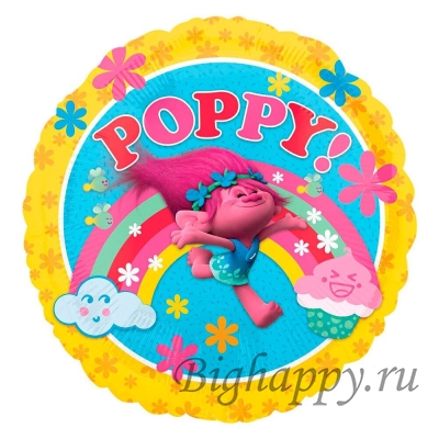 Фольгированный шар &quot;Тролль на радуге Poppy&quot; фото