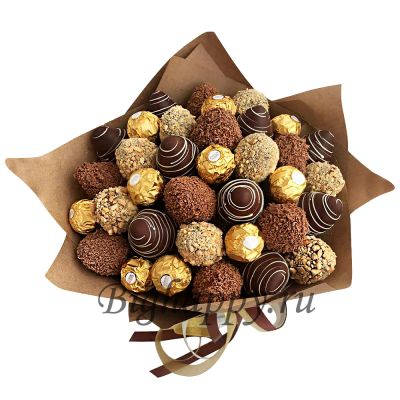 Букет из конфет и клубники в шоколаде «Шоколадный микс»