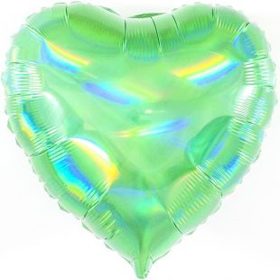 Фольгированный шар-сердце Зеленый перламутр фото