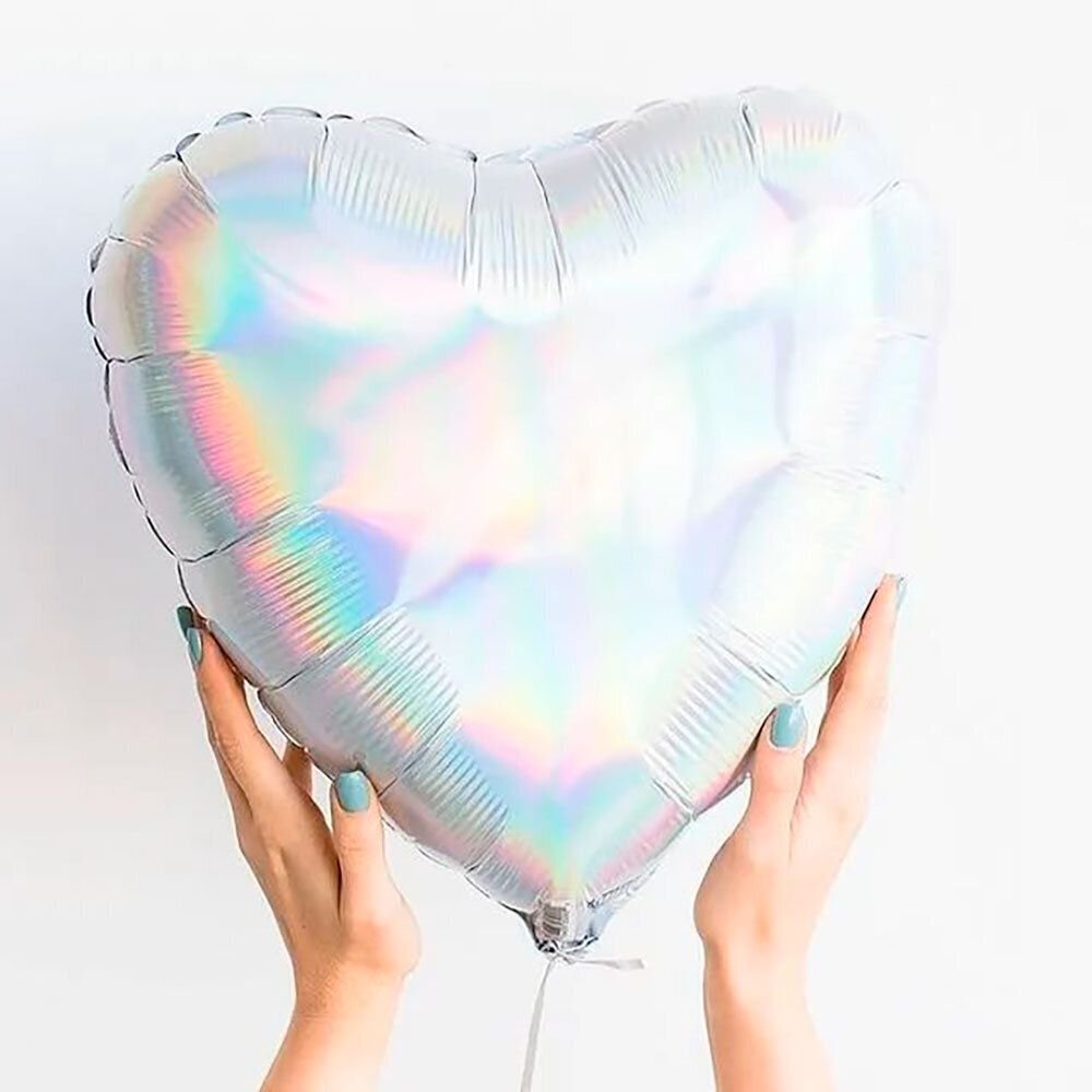 Фольгированный шар-сердце серебро