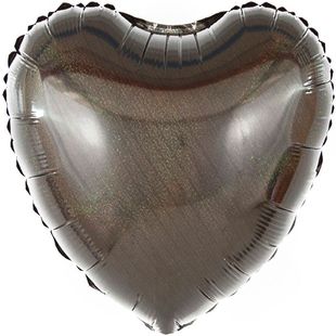 Фольгированный шар-сердце голографический, графит фото