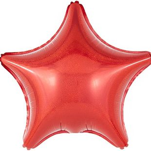 Фольгированный шар-звезда, Красный голография фото