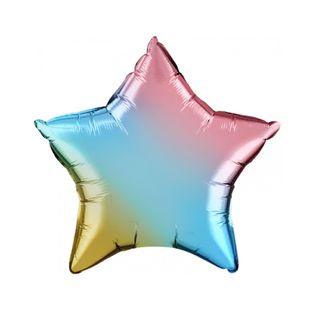 Фольгированный шар-звезда, Нежная радуга голография фото