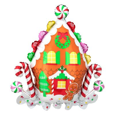 Фольгированный новогодний шар Пряничный домик