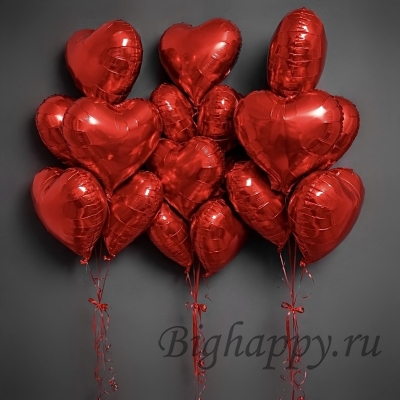 Фольгированные сердца &laquo;Алые фонтаны чувств&raquo; фото