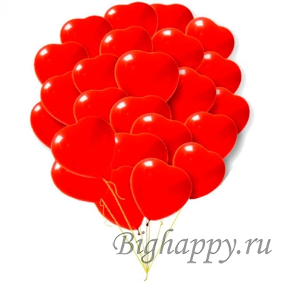 Фонтан из 50 гелиевых шариков в форме сердец