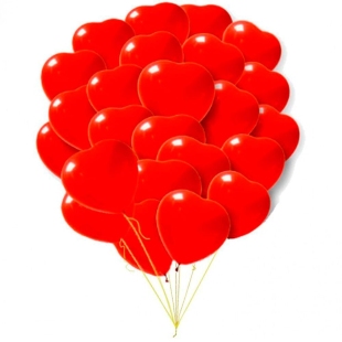Фонтан из 50 гелиевых шариков в форме сердец фото
