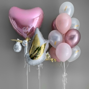 Композиция из шаров с гелием &laquo;Сказка аиста&raquo; фото