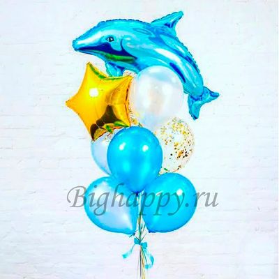 Фонтан из воздушных шариков с Дельфином