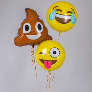 Букет из шаров с гелием (60 см) "Смайлы и какашка" фото