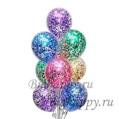 Фонтан из 10 шариков с конфетти
