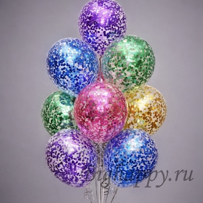 Фонтан из 10 шариков с конфетти фото