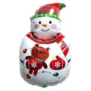 Шар с гелием “Снеговик с плюшевым мишкой” фото