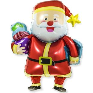 Фольгированный шар “Веселый Дед Мороз с подарками” фото