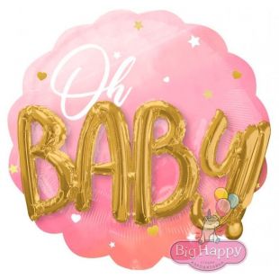Розовый шар с 3D-буквами &quot;Baby&quot;, 71 см фото
