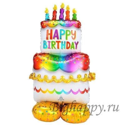 Фольгированный воздушный шар Радужный торт, 134 см
