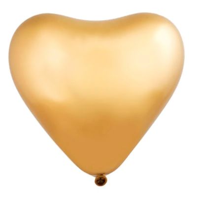 Гелиевый хромированный шар в форме сердца, золотой