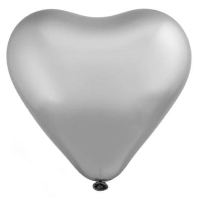 Гелиевый хромированный шар в форме сердца, серебристый