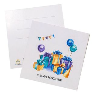 Мини открытка “С Днем Рождения” (коробки с шариками) фото