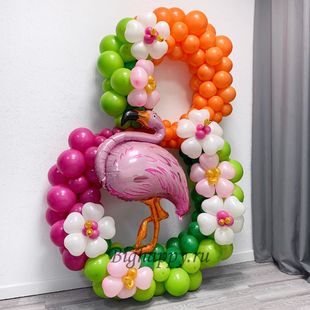 Воздушные шары на 8 марта «Удивительный фламинго» фото