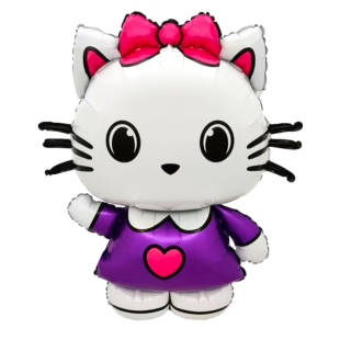 Шар "Котенок в фиолетовом платье с сердцем" фото