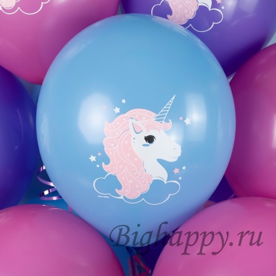 Латексный шар “С Днем рождения!”, Единорог