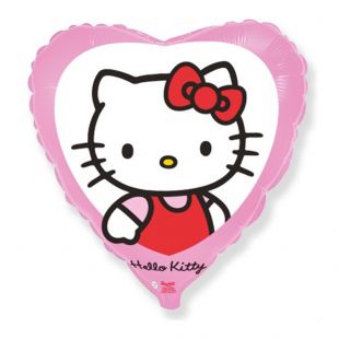 Фольгированное сердце Hello Kitty «Котенок с бантиком», розовый фото