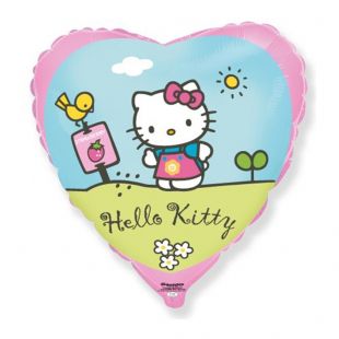 Сердце из фольги Hello Kitty «Котенок в саду», розовый фото