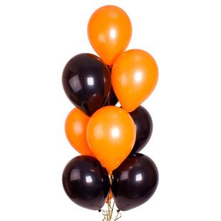Воздушные шары черные и оранжевые, с гелием фото
