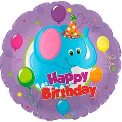 Фольгированный шар на День рождения Голубой слоник