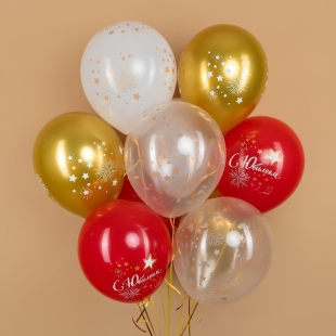Шары с гелием на Юбилей с надписями, 10 шт. фото
