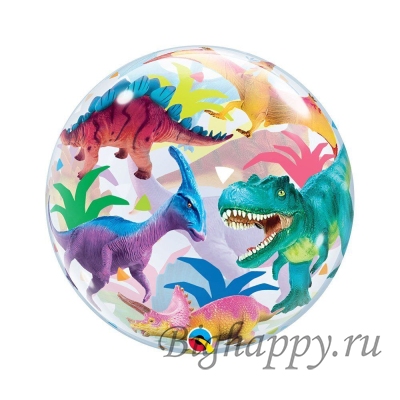 Шар Bubble &quot;Разноцветные динозавры&quot; фото