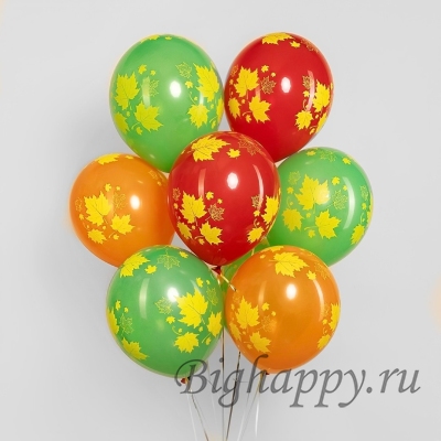 Шарики с кленовыми листочками для украшения школы фото