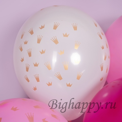 Шарики с рисунком корона для девочки