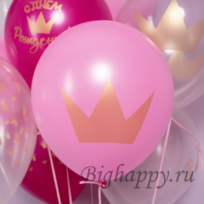 Шарики с рисунком корона для девочки
