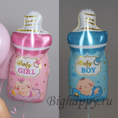 Фигура &laquo;Бутылочка для мальчика и девочки&raquo;, голубая и розовая
