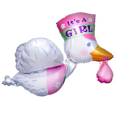 Фигурный шар «Аист» на выписку для девочки