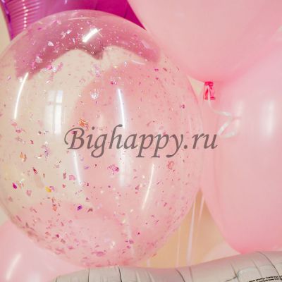 Розовобелый букет из шаров «Хорошее настроение»
