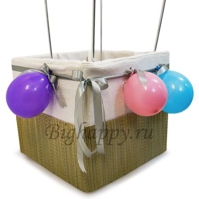 Композиция Аэростат из воздушных шаров с корзиной