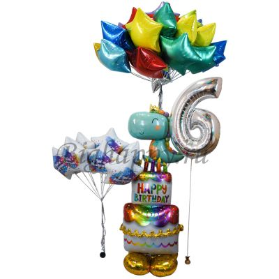 Оформление из воздушных шаров на День рождения в стиле Дино