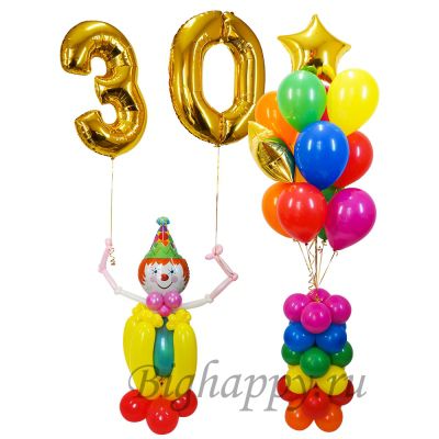 Композиция из воздушных шаров Клоун с цифрами