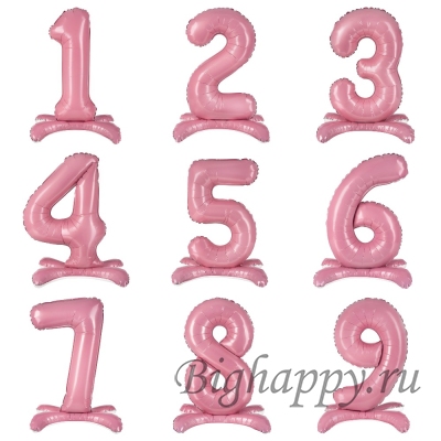 Шар-цифра от &quot;0&quot; до &quot;9&quot; на подставке Пастель Пинк фото