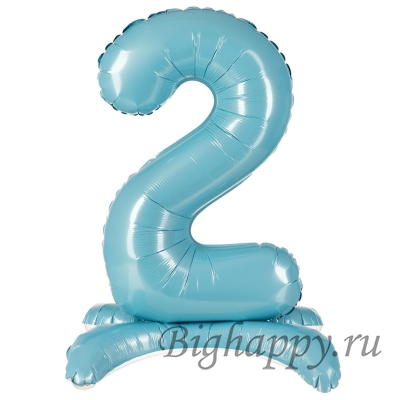 Голубая Шарцифра от 0 до 9 на подставке Пастель Блю