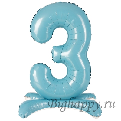 Голубая Шарцифра от 0 до 9 на подставке Пастель Блю