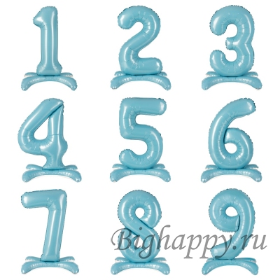 Голубая Шар-цифра от &quot;0&quot; до &quot;9&quot; на подставке фото