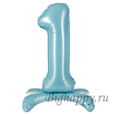 Голубая Шарцифра от 0 до 9 на подставке Пастель Блю